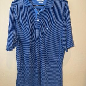 Southern Tide Mens Large Classic Fit Short Sleeve Polo Blue Stripes